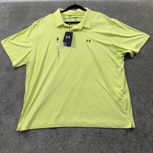 Under Armour Drive Chill Polo 3XL Avocado Yellow Iso-Chill UPF 50+ Loose Golf - Picture 4 of 11